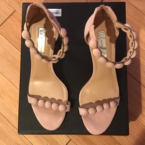 Studded ankle strap heeled sandals